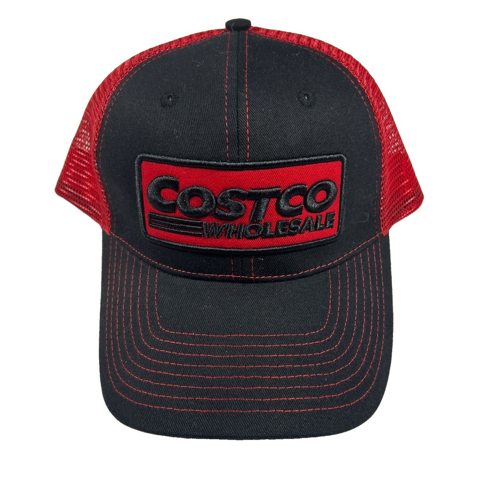 COSTCO WHOLESALE TRUCKER HAT  EXCLUSIVE BLACK RED MEMBERSHIP PROMO CAP